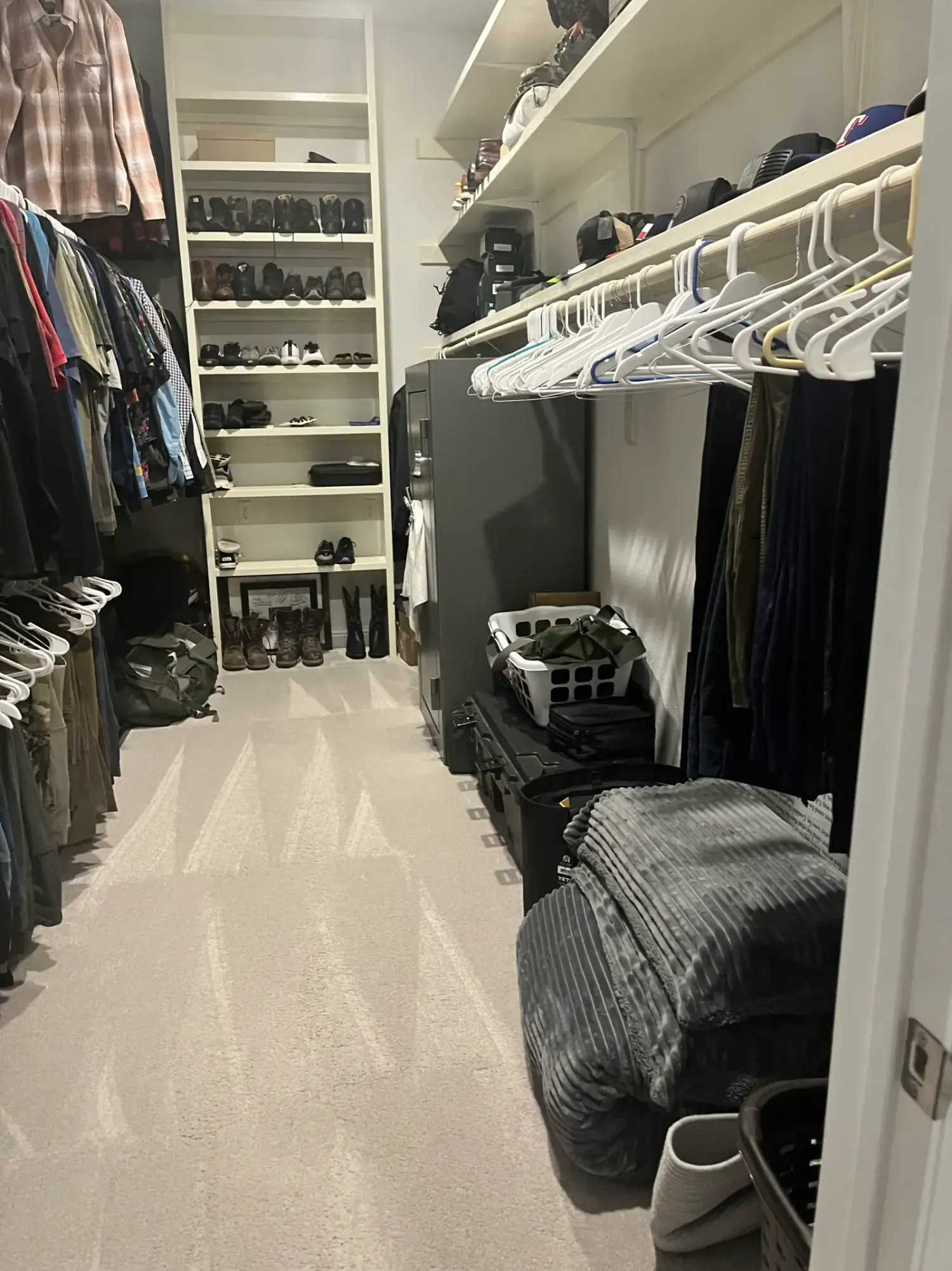 Closet organization — clothes and shoes arranged