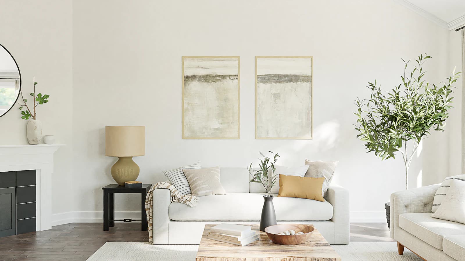 Staged living room ready for listing photos