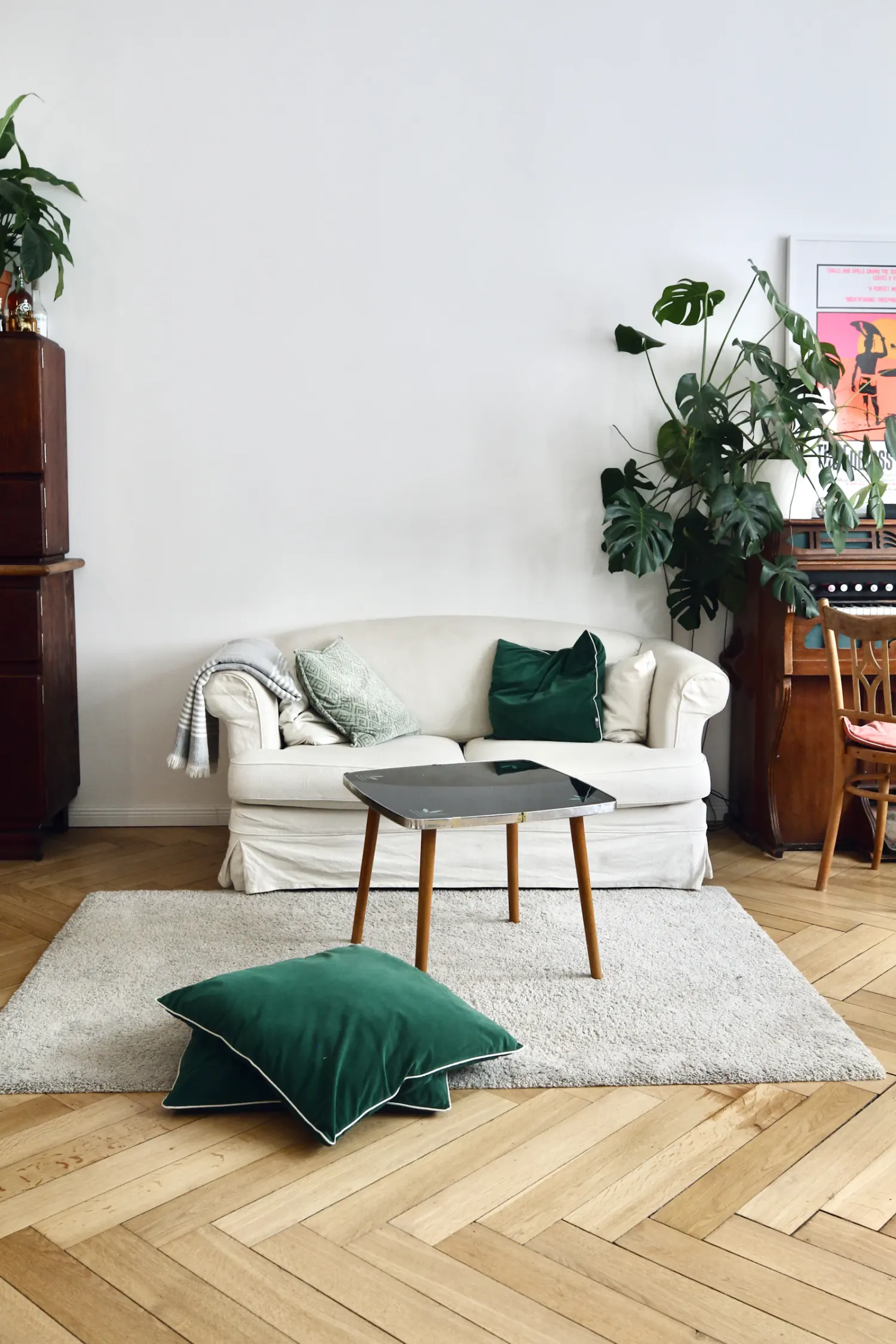 Sunlit, freshly cleaned living room